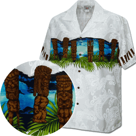 Hawaiian Tiki Men's Aloha Shirt 3924White
