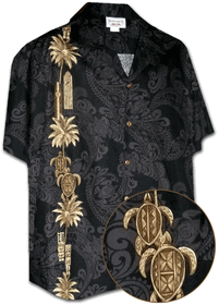 Hawaiian Tiki Panel Aloha Shirt Black