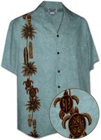 Hawaiian Tiki Panel Aloha Shirt Sky