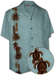 Hawaiian Tiki Panel Aloha Shirt Sky