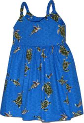 Hawaiian Toddler Dress Turtles in Blue