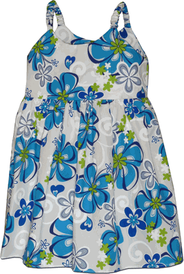 Hawaiian Toddler Dresses Cute Hibiscus in Blue