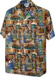 Hawaiian Tradition Men's Aloha Shirt Gold3874
