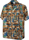 Hawaiian Tradition Men's Aloha Shirt Gold3874