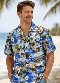 Hawiian Clothing (Blue) Waikiki Beach