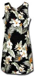 Hibiscus Garden Black Hawaiian Tank Dress (S-L)