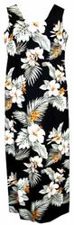 Hibiscus Garden Long Black Hawaii Tank Dress (XS-XL)