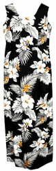 Hibiscus Garden Long Black Hawaii Tank Dress (XS-XL)