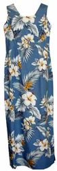 Hibiscus Garden Slate Long Tank Dress(XS,S)