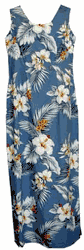 Hibiscus Garden Slate Long Tank Dress(XS,S)