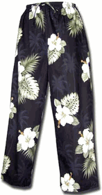 Hibiscus Island Ladies Black Capri Pants (S,M) Hibiscus Island Ladies Black Capri Pants (S,M)