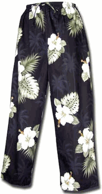 Hibiscus Island Ladies Black Capri Pants (S,M)