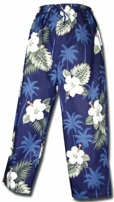 Hibiscus Island Ladies Navy Capri Pants 