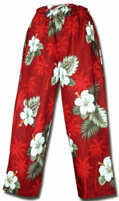 Hibiscus Island Ladies Red Capri Pants