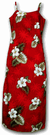 Hibiscus Islands Long Spaghetti Red Hawaii Dress Hibiscus Islands Long Spaghetti Red Hawaii Dress