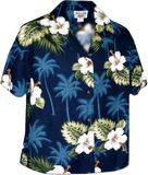 Hibiscus Islands Women's Aloha Shirts Navy