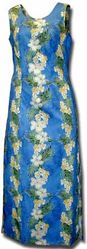 Hibiscus Panel Long Tank Dress Blue (XS)