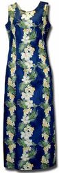 Hibiscus Panel Navy Long Aloha Tank Dress (XS,S)