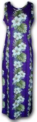 Hibiscus Panels Purple Long Tank Hawaiian Dresses (S)