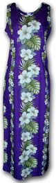 Hibiscus Panels Purple Long Tank Hawaiian Dresses (S)