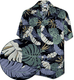 Hilo Tropical Pacific Legend Men's Aloha Shirts Black