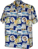 Historic Labels of Hawaii Men's Aloha Shirt 3858Navy