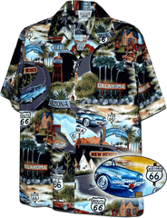 Historic Route 66 Mens Car Shirts Black