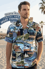 Historic Route 66 Mens Car Shirts Black Historic Route 66 Mens Car Shirts Black