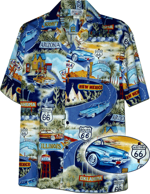 Historic Route 66 Mens Car Shirts Navy