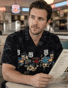 Historic Route 66 with Classic Cars Shirts Black Historic Route 66 with Classic Cars Shirts Black