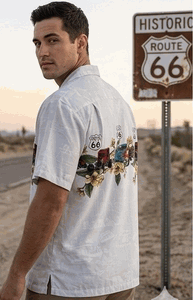 Historic Route 66 with Classic Cars Shirts Silver
