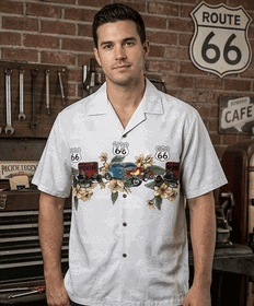 Historic Route 66 with Classic Cars Shirts Silver Historic Route 66 with Classic Cars Shirts Silver