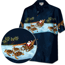 Honu Sleigh Santa Christmas Hawaiian Shirt 3918Navy