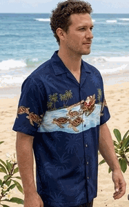 Honu Sleigh Santa Christmas Hawaiian Shirt 3918Navy