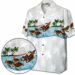 Honu Sleigh Santa Christmas Hawaiian Shirt 3918White