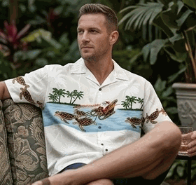 Honu Sleigh Santa Christmas Hawaiian Shirt 3918White