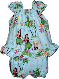 Hula Girls Infant Hawaiian Cabana Set Blue