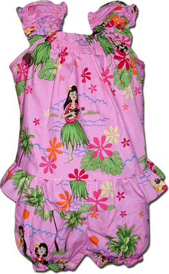 Hula Girls Infant Hawaiian Cabana Set Pink