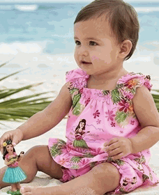 Hula Girls Infant Hawaiian Cabana Set Pink