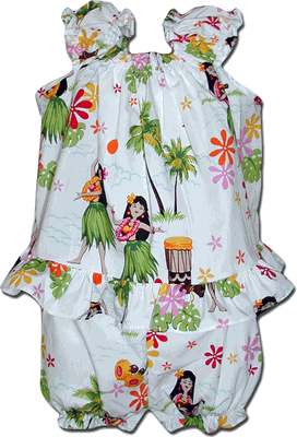 Hula Girls Infant Hawaiian Cabana Set White