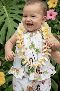 Hula Girls Infant Hawaiian Cabana Set White