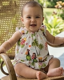 Hula Girls Infant Hawaiian Cabana Set White