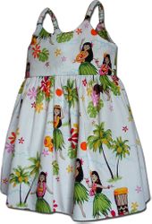Hula Girls Toddler's White Hawaiian Dresses