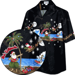 Hula Santa Christmas Hawaiian Shirt Black