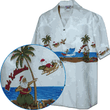Hula Santa Christmas Hawaiian Shirt White