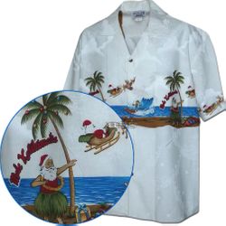 Hula Santa Christmas Hawaiian Shirt White Hula Santa Christmas Hawaiian Shirt White