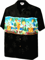 Island Cocktails Tropical Men's Shirt 3864Black