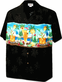 Island Cocktails Tropical Men's Shirt 3864Black