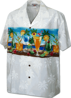 Island Cocktails Tropical Men's Shirt 3864White