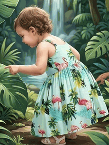 Island Flamingo Sage Hawaii Cute Dress